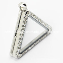 316L aço inoxidável triângulo vidro aço inoxidável Locket pingente